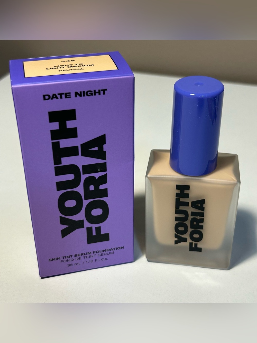 Youth Foria Date Night Skin Tint Serum Foundation 245 LIGHT TO LIGHT MEDIUM NIB